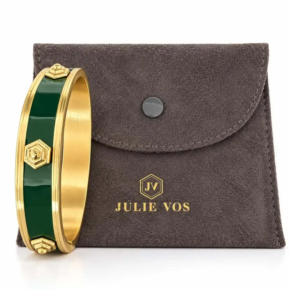 Julie Vos Palladio Hinge Bangle Jade Green Enamel